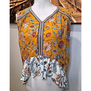 Myra Bag Western Wear Floral Patterned Viscose Top Size XL